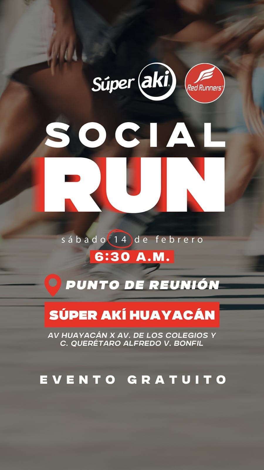 Flyer Social Run Súper Akí: Amor y Amistad