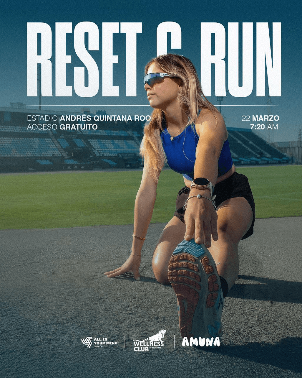 Flyer Reset & Run - Experiencia Wellness Cancún FC